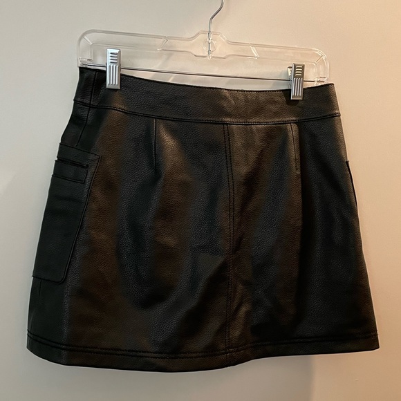 Free People Black Pleather Skirt - Picture 3 of 5